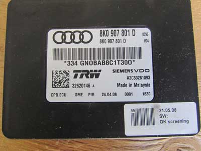 Audi OEM 09 A4 B8 Parking E Emergency Brake Control Module Unit 8K0907801D4